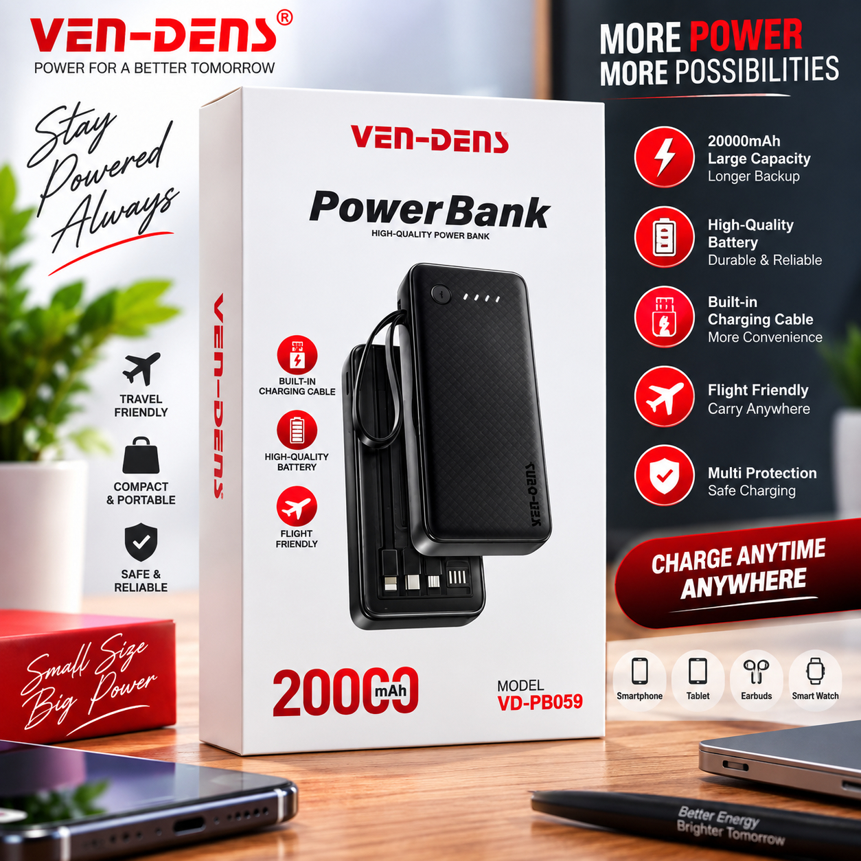 ChatGPT Image Sep 12, 2026, 04_51_07 PM VEN-DENS VD-PB059 20000mAh Power Bank - Image 1